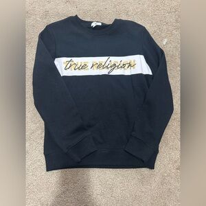 True Religion Black Crewneck Sweater Cotton Blend